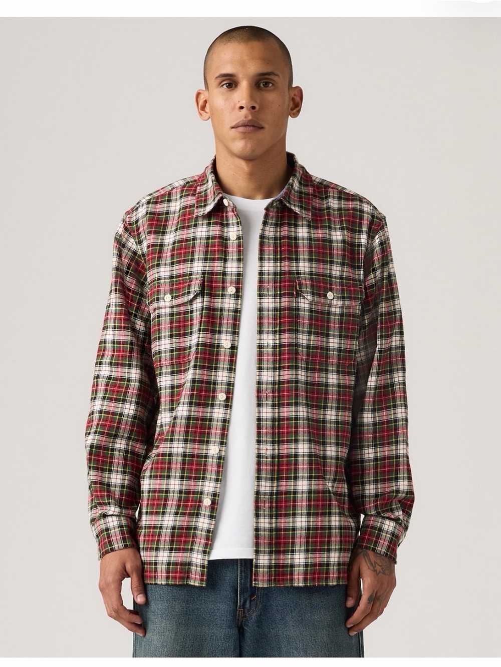 Levi’s The Worker Red & Green Plaid Button-Up Shirt